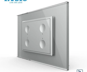 Intrerupator cvadruplu tactil, control telecomanda RF, standard italian, cu rama sticla, 3M, Gri, Livolo