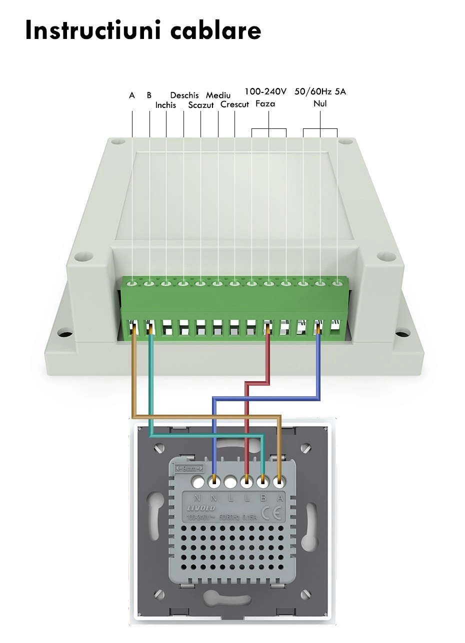 Modul controller pentru aer conditionat, fara rama sticla, Negru, Livolo