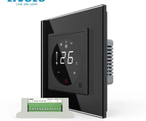 Modul controller pentru aer conditionat, fara rama sticla, Negru, Livolo