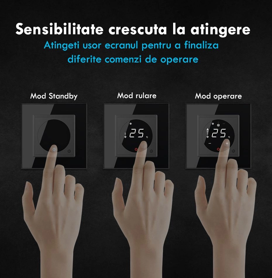 Modul controller pentru aer conditionat, fara rama sticla, Gri, Livolo