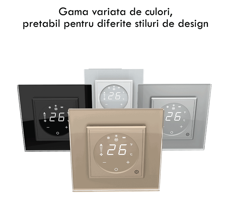Modul controller pentru aer conditionat, fara rama sticla, Gri, Livolo