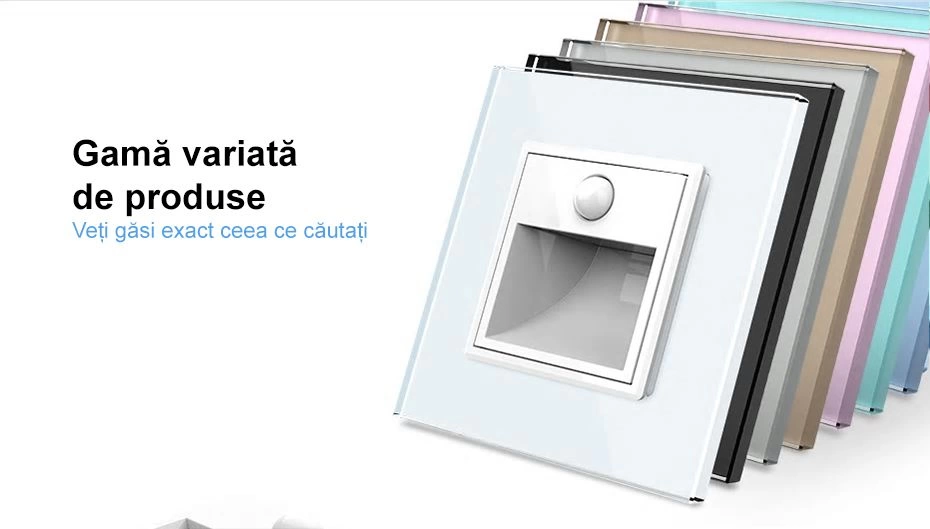 Lampa de orientare scara, cu senzor miscare, cu rama de sticla, Auriu, Livolo