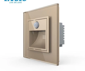 Lampa de orientare scara, cu senzor miscare, cu rama de sticla, Auriu, Livolo