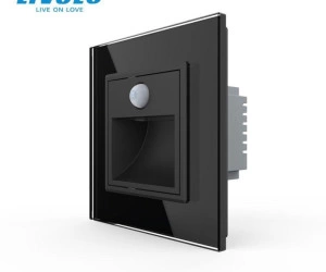 Lampa de orientare scara, cu senzor miscare, cu rama de sticla, Negru, Livolo