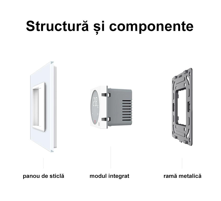 Termostat cu fir pentru incalzire in pardoseala, afisaj electronic, cu touch-screen, Auriu, Livolo