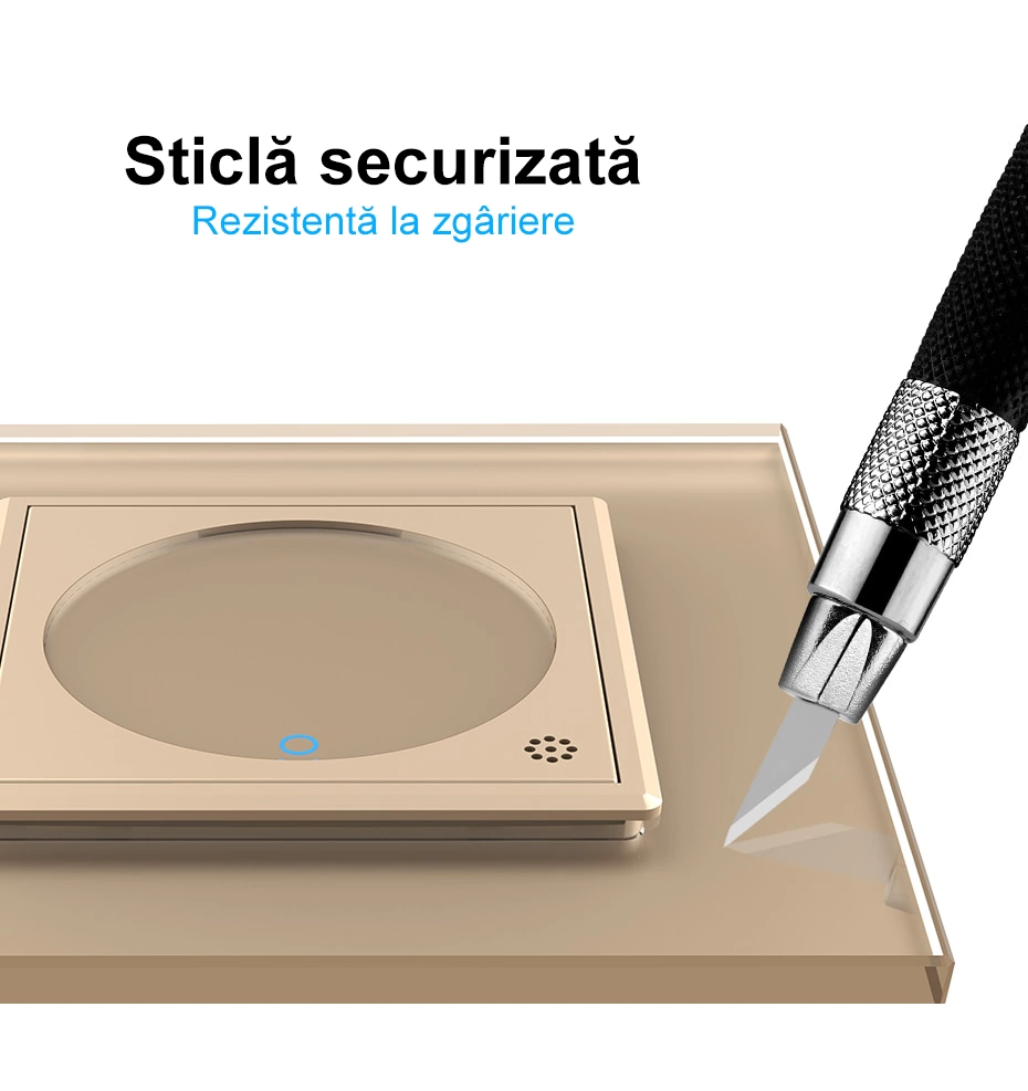 Termostat cu fir pentru incalzire in pardoseala, afisaj electronic, cu touch-screen, Gri, Livolo