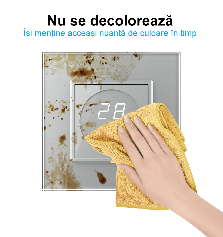 Termostat cu fir pentru incalzire in pardoseala, afisaj electronic, cu touch-screen, Gri, Livolo