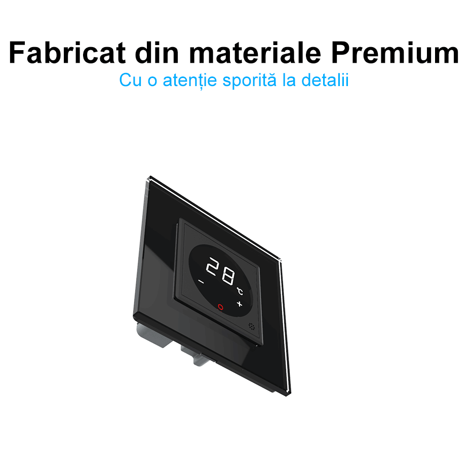 Termostat cu fir pentru incalzire in pardoseala, afisaj electronic, cu touch-screen, Alb, Livolo