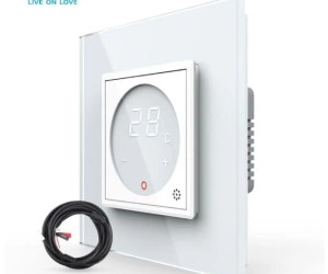 Termostat cu fir pentru incalzire in pardoseala, afisaj electronic, cu touch-screen, Alb, Livolo