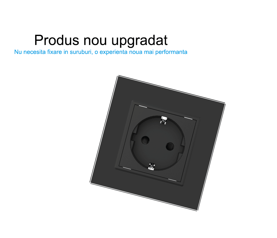 Priza Schuko simpla, borne fara surub - quick connect, cu rama sticla, Gri, Livolo