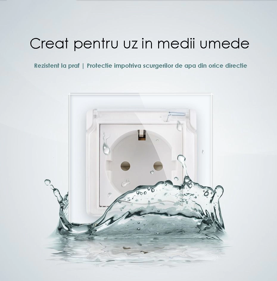 Priza Schuko Simpla cu protectie impotriva apei, Negru, Livolo