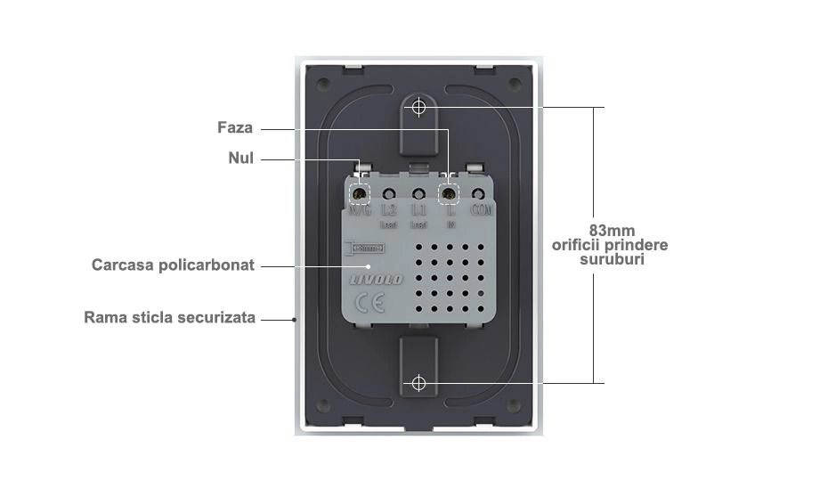 Modul priza simpla USB tip C, Auriu, Livolo