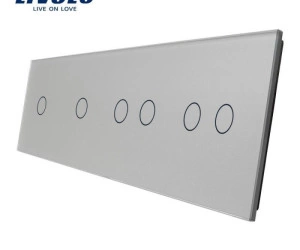 Panou întrerupător simplu + simplu + dublu + dublu, Gri, Livolo