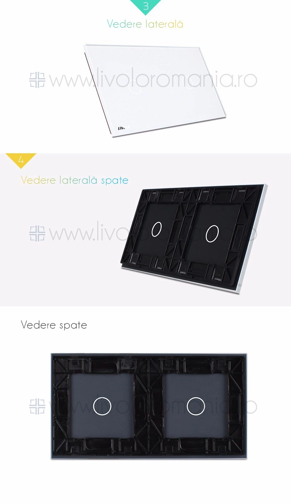 Panou &icirc;ntrerupător simplu + simplu, Auriu, Livolo