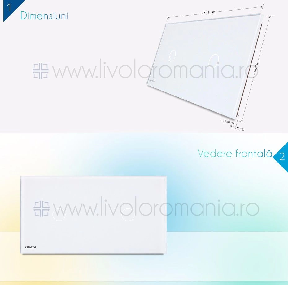 Panou &icirc;ntrerupător simplu + simplu, Gri, Livolo