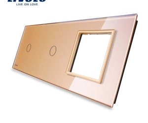 Ramă Întrerupător simplu + simplu + Priză simplă, Auriu, Livolo