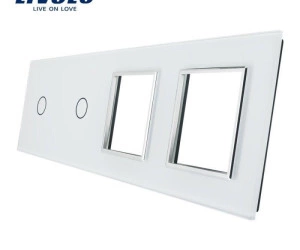 Ramă Întrerupător simplu + simplu + Priză dublă, Alb, Livolo