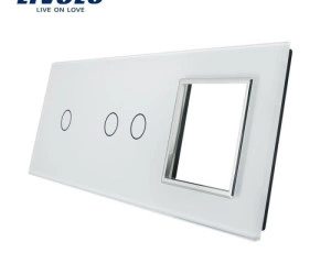 Ramă Întrerupător simplu + dublu + Priză simplă, Alb, Livolo