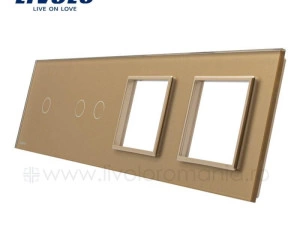 Panou intrerupator simplu + dublu + priza dubla, Auriu, Livolo