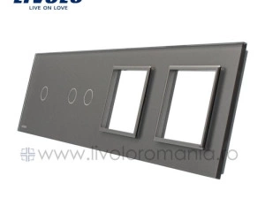 Panou intrerupator simplu + dublu + priza dubla, Gri, Livolo