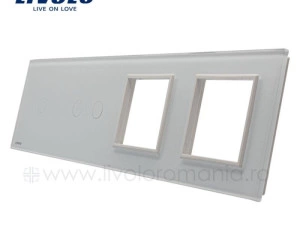 Panou intrerupator simplu + dublu + priza dubla, Alb, Livolo