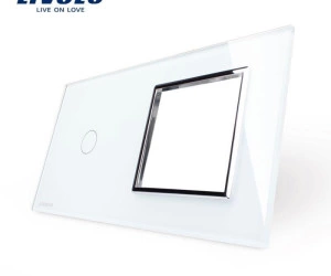 Ramă Întrerupător simplu + Priză simplă, Alb, Livolo