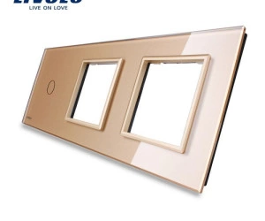 Ramă Întrerupător simplu + Priză dublă, Auriu, Livolo