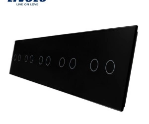 Panou întrerupător 5 x dublu, Negru, Livolo