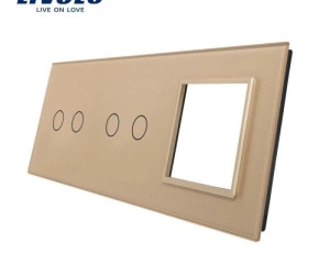 Ramă Întrerupător dublu + dublu + Priză simplă, Auriu, Livolo