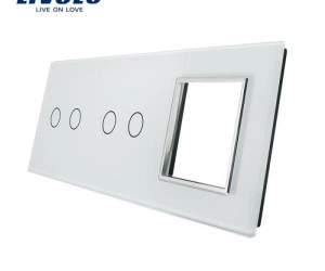 Ramă Întrerupător dublu + dublu + Priză simplă, Alb, Livolo