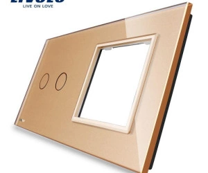 Ramă Întrerupător dublu + Priză simplă, Auriu, Livolo
