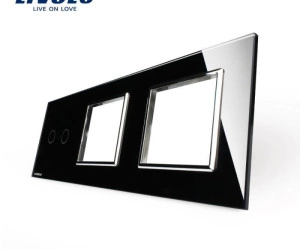 Ramă Întrerupător dublu + Priză dublă, Negru, Livolo