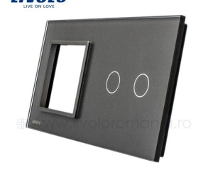 Ramă Priză simplă + Întrerupător dublu, Gri, Livolo