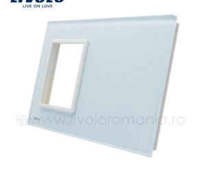 Ramă Priză simplă + Întrerupător dublu, Alb, Livolo