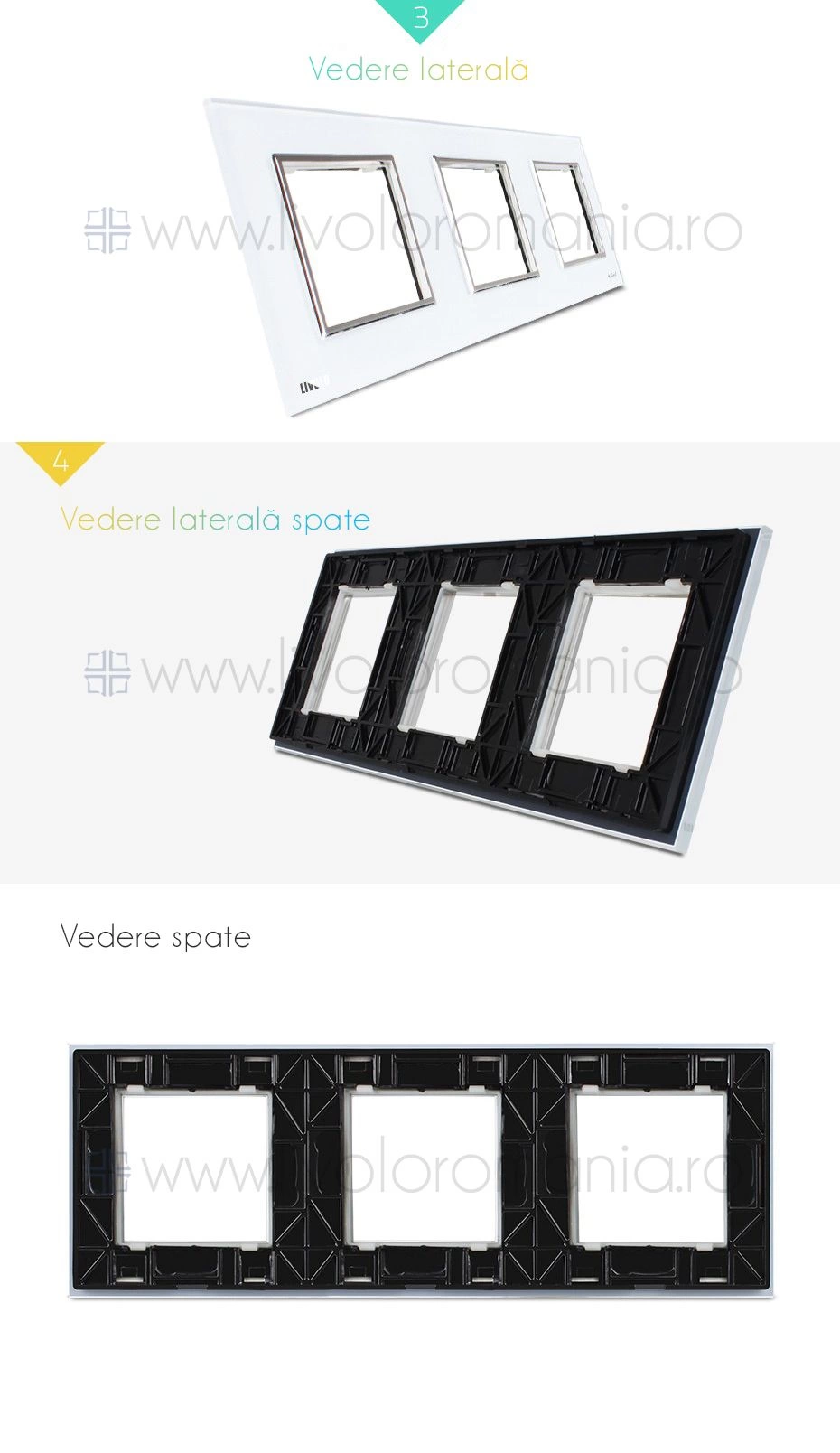 Ramă Priză Triplă, Negru, Livolo