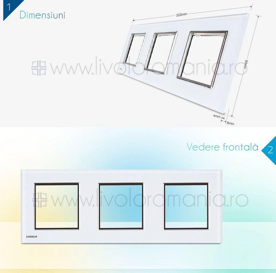 Ramă Priză Triplă, Alb, Livolo