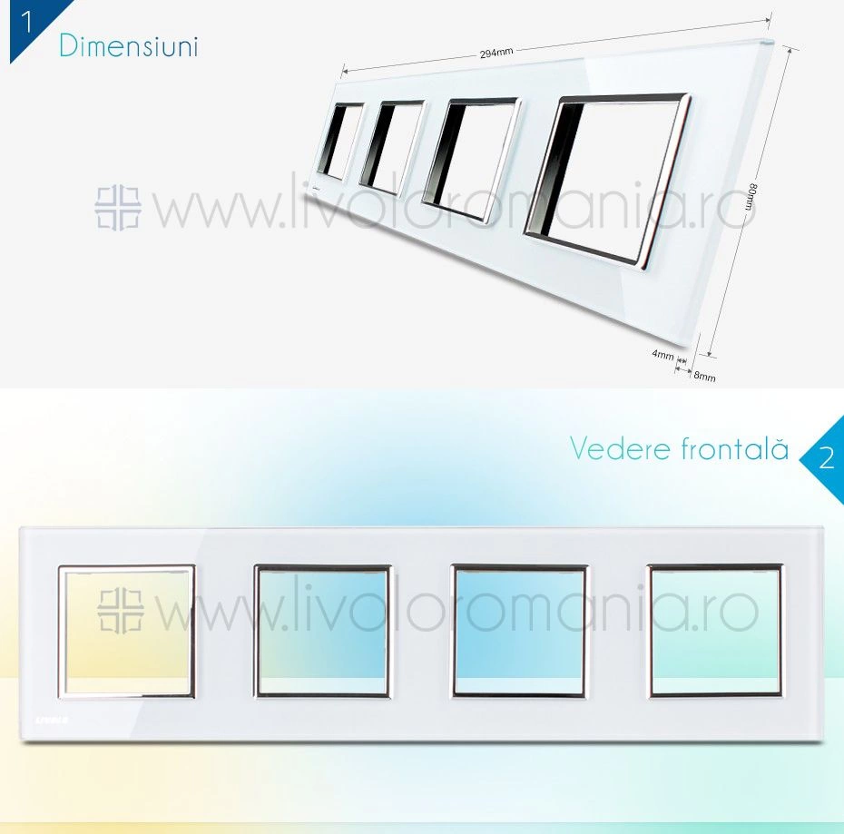 Ramă Priză Cvadruplă, Negru, Livolo