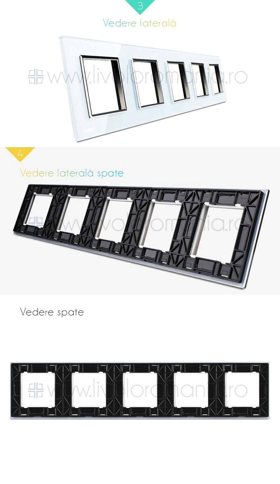 Ramă Priză Cvintuplă, Gri, Livolo