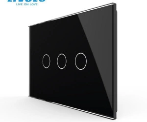 Panou triplu de sticla, standard italian, 3M, Negru, Livolo