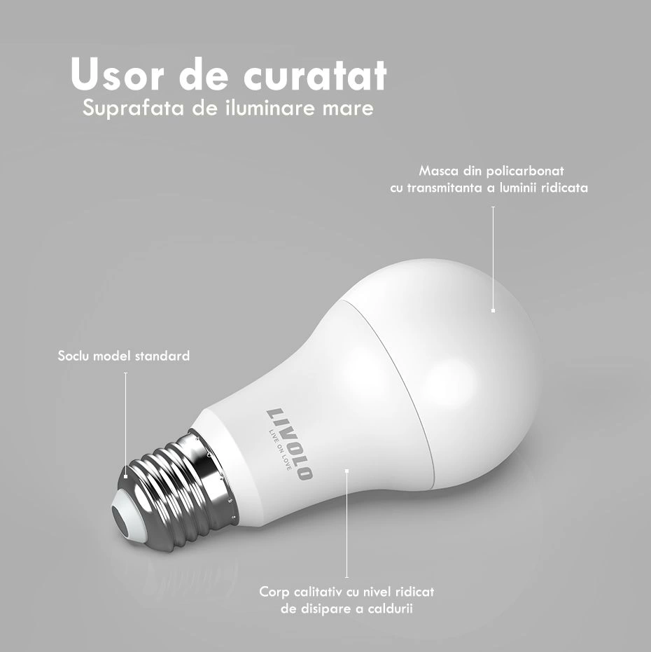 Bec inteligent WiFi, RGB, soclu E27, Livolo