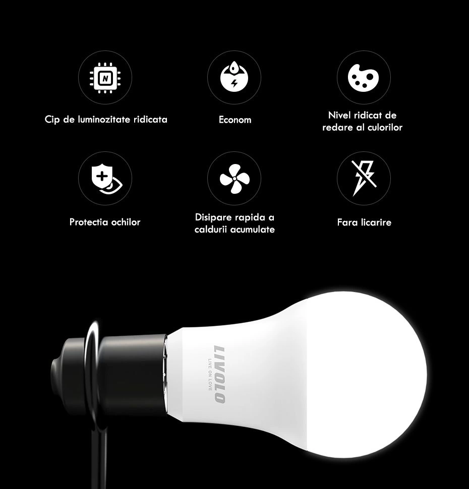 Bec inteligent WiFi, RGB, soclu E27, Livolo