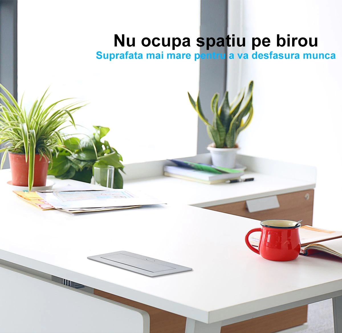 Carcasa prize incorporabile birou cu 3 prize 2M, Neagra, Livolo