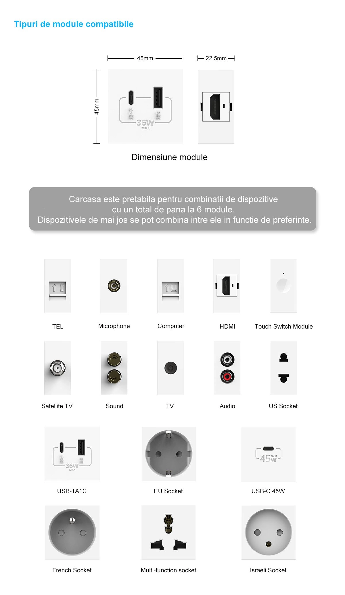 Carcasa prize incorporabile birou cu 3 prize 2M, Neagra, Livolo