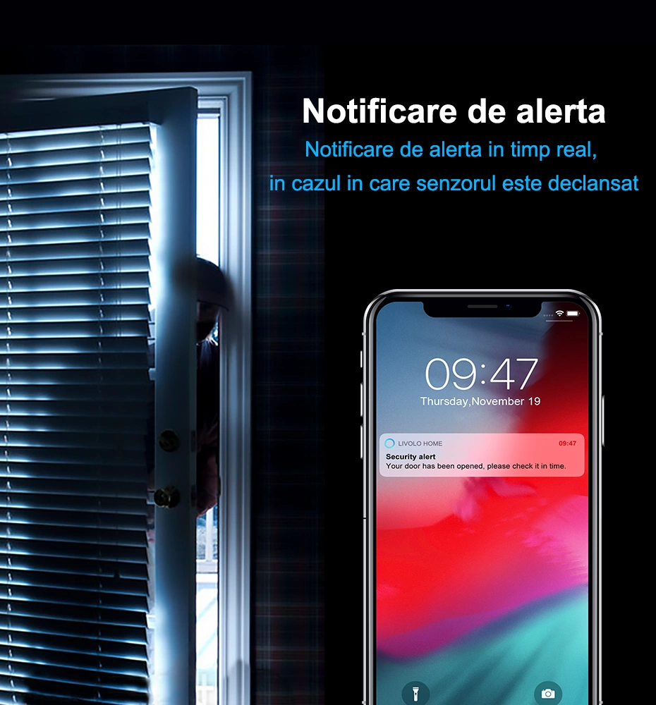 Senzor magnetic Zigbee, pentru usa si fereastra, Livolo