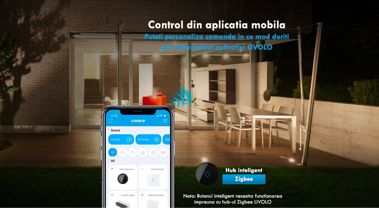 Buton inteligent cu autogenerare energie, ZigBee, Livolo